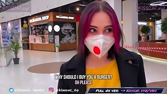 Coed Gives A Risky Blowjob In A Fitting Room Before Outdoor Sex With Public Agent And Kissing A Cat