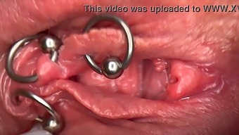 Intense Close-Up Of My Pierced Clit And Vagina Until It'S Moist And Urine Enters